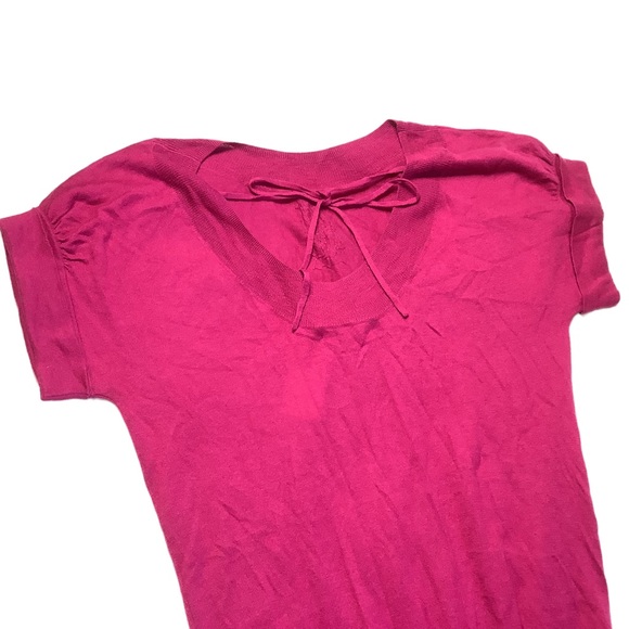 Small Raspberry Rebecca Taylor Open Back Dress Cashmere Silk - Picture 8 of 12